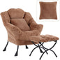 Lazy Chair with Ottoman, Reading Chair with a Pillow, Leisure Sofa Armchair with Ottoman, Large Accent Lounge Chair for Bedroom, Living Room, Dorm Room, Plush Brown