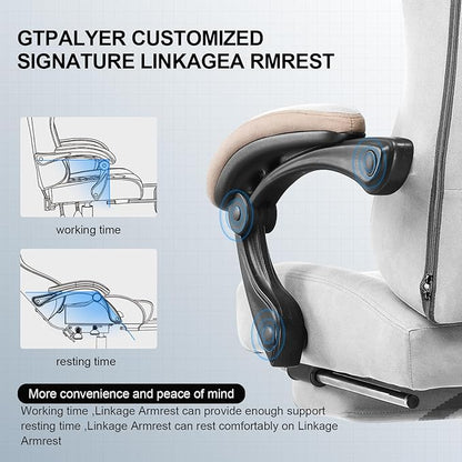 GTPLAYER Gaming Chair, Computer Office Chair with Pocket Spring Cushion, Linkage Armrests and Footrest, High Back Ergonomic Computer Chair with Lumbar Support Task Chair with Footrest