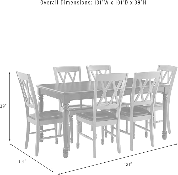 Crosley Furniture Shelby 7-Piece Traditional Dining Table Set for 6, Dinner Tables with Kitchen Chairs, Distressed Teal/Dark Cherry