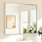 TETOTE Bathroom Mirror for Over Sink Brushed Nickel Beveled Frame 42" x 36" Rectangle Bathroom Vanity Wall Mirror, Tempered Glass, Stronger Frame, Modern Farmhouse Bedroom, Entryway, Living Room