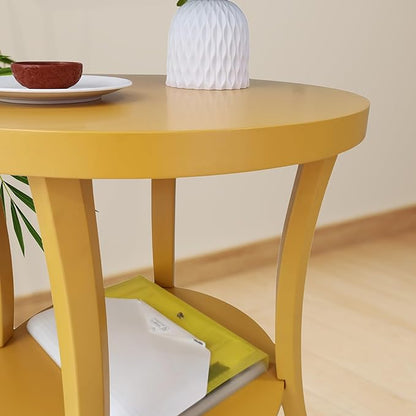 Roundhill Furniture Perth Contemporary Round End Table with Shelf