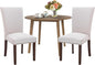 COLAMY 3-Piece Extendable Dining Set for 2, 36" Kitchen Round Wood Table with 2 Nailhead Dining Room Chairs,Light Brown/Beige