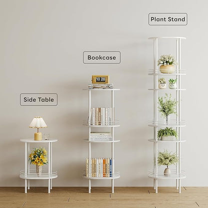 Round Side Table Set of 2,Bedside Table with Storage, Morden Round Nightstand, Samll Side Table for Living Room，Bathroom，Bedroom, Nursery, Laundry, White