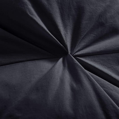 Luxurious All-Season Goose Down Feather Fiber Comforter King Size Duvet Insert, Exquisite Black Pinch Pleat Design, Premium Baffle Box, 100% Egyptian Cotton Cover, 70 oz. Fill Weight, Black
