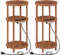 HOOBRO Set of 2 Small Round Side Tables with Charging Station, 3-Tier Round Bamboo End Tables, Easy Assembly, for Living Room, Bedroom, Apartment, Walnut WL152UBZP201