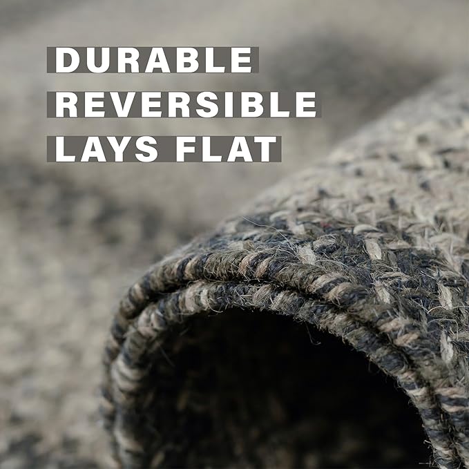 Flint Hill Grey Oval Braided Rug, 2x3' - Handmade with Jute, Warm Primitive Decor, Perfect for Bathrooms and Entryways - Reversible and Easy to Clean