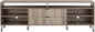 Manhattan Comfort Dumbo Mid Century Modern TV Stand for Televisions up to 80 Inches, Home Entertainment Center with Storage, 6 Shelves, 2 Drawers, No Tool Assembly, 85" Wide, Golden Brown