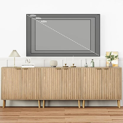 Fluted Storage Cabinet, Free Standing Buffet, Wood Sideboard, Multifunctional Accent Storage for Living Room, Hallway, Entryway, Dining Room (1, Oak)