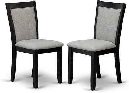 East West Furniture X627MZ606-9 9 Piece Modern Dining Table Set Includes a Rectangle Dining Room Table with X-Legs and 8 Shitake Linen Fabric Upholstered Chairs, 40x72 Inch, Multi-Color