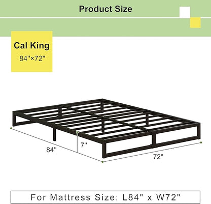 EMODA 7 Inch California King Bed Frames Heavy Duty Metal Cal King Platform with Steel Slats Support, No Box Spring Needed, Noise Free, Black