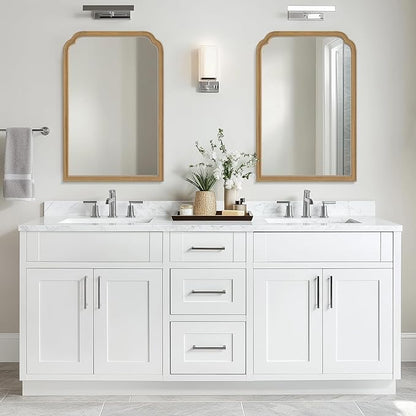 WallBeyond Wood Bathroom Mirrors for Wall Mounted, 24" x 36" Rustic Wood Frame Wall Mirrors Decorative for Living Room or Bedroom Vanity Mirror (Natural Color)