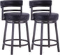 Armen Living Madrid 30" Seat Height Swivel Ford Black Faux Leather and Mineral Finish Bar Stool for Kitchen Island Counter, Set of 2