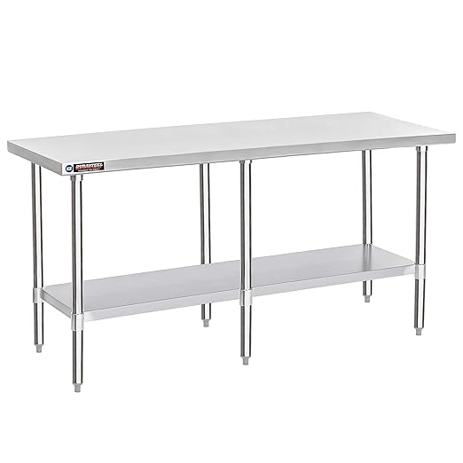 DuraSteel 24x84 Stainless Steel Work Table - NSF Commercial Prep Metal Table - Outdoor Pizza Oven Stand w/Under Shelf - Kitchen Island Laundry Utility Garage Microwave Stand Large Rolling Storage Cart