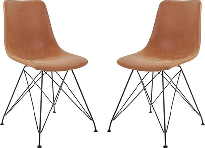 OSP Home Furnishings Trenton Modern Dining Chairs, Set of 2, Sand Faux Leather