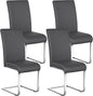 Yaheetech Dining Chairs Set of 4 Modern Faux Leather Upholstered Dining Room Chairs with High Back and Metal Chrome Legs for Kitchen/Living Room/Restaurant, Dark Gray