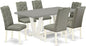 East West Furniture V097EL207-7 7 Piece Dining Table Set Consist of a Rectangle Kitchen Table with V-Legs and 6 Gray Linen Fabric Parson Dining Room Chairs, 40x72 Inch, Multi-Color