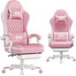 Gaming Chair, 400 lbs Adult Chair, High Back Computer Chair with Footrest and Linked Armrests, Office Video Game Chair with Lumbar Support (Pink)
