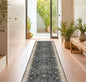 Black Boho Washable 3x16 Extra Long Runner Rug for Hallway, Waterproof Large Kitchen Floor Rug, Non-Slip Stain & Fade Resistant, Vintage Floral Decor