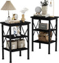 VECELO Modern Nightstands X-Design Side End Table Night Stand with Storage Shelf for Bedroom,Living Room,