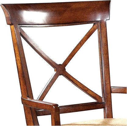 Hekman European Legacy Accent Armchair – Wooden Frame, Lightly Distressed, Upholstered, Vintage Home Decor Accent Chair with Arms, Comfortable Seating for Living Room, Farmhouse, & Office Use, Brown