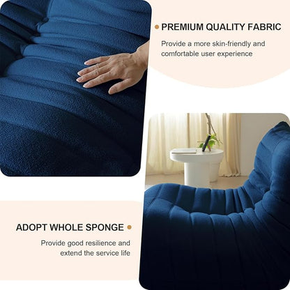 Luxury Sofa Couch Chair, Lazy Floor Seating, Fireside Bean Bag Chair, Ergonomic Tatami Sofa Lounger for Living Room, Bedroom, Office, Single Seat, Blue