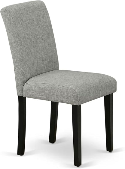 East West Furniture V697AB106-7 7 Piece Dinette Set Consist of a Rectangle Dining Room Table with V-Legs and 6 Shitake Linen Fabric Parsons Dining Chairs, 40x72 Inch, Multi-Color