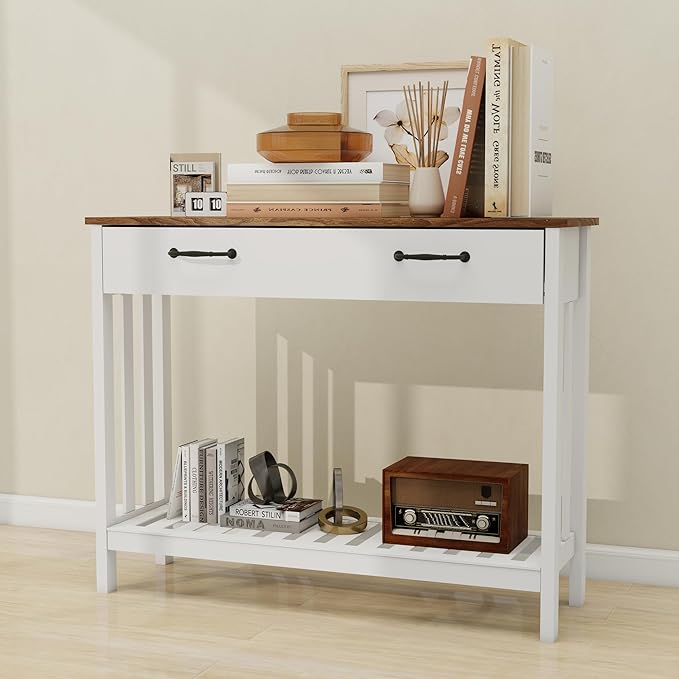 TaoHFE Farmhouse Narrow Console Table Modern Wooden,Living Room Tables Narrow Side Tables for Entryway,Entry Table with Storage Hallway SideTable with Drawers