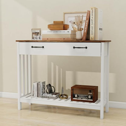 TaoHFE Farmhouse Narrow Console Table Modern Wooden,Living Room Tables Narrow Side Tables for Entryway,Entry Table with Storage Hallway SideTable with Drawers