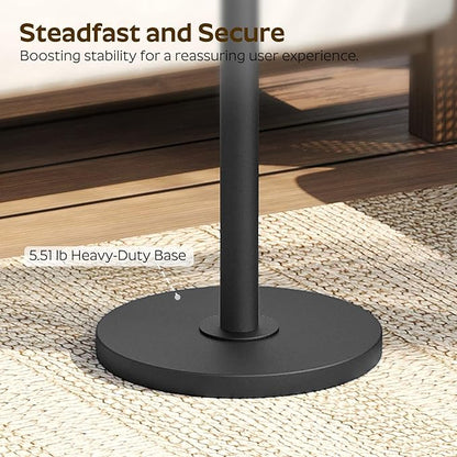 Round Side Table, Tall Drink End Table for Small Spaces, Pedestal Style Martini Side Table in Living Room, Bedroom, Dormitory, Marble Black and Black ET30BM