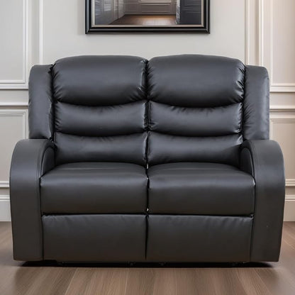 Loveseat Recliner Sofa, Reclining Loveseat Leather Couch Upholstered, Modern Comfy Home Theater Seating Power Recliner Chair for Living Room Furniture Sets, Black