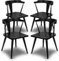 POLY & BARK Mid Century Modern Enzo Black Dining Chair – Solid Oak Wood Splat Back Chair, 18" Seat Height, 32" Tall – Stylish MCM Kitchen & Dining Room Chair - Set of 4
