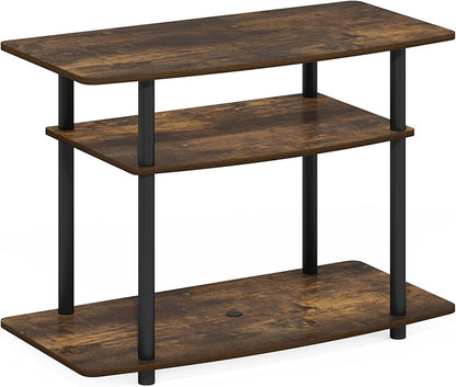 Furinno Turn-N-Tube No Tools 3-Tier TV Stands, Amber Pine/Black