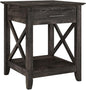 Bush Furniture Key West Small End Table with Storage | Modern Farmhouse Accent Shelf for Living Room in Dark Gray Hickory