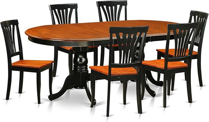 East West Furniture PLAV7-BCH-W 7 Piece Dining Room Furniture Set Consist of an Oval Kitchen Table with Butterfly Leaf and 6 Dining Chairs, 42x78 Inch, Black & Cherry