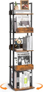 Bikoney Rotating Bookshelf, 360 Display Spinning Bookshelf Tower, 5-Tier Narrow Bookcase, Tall Industrial Book Shelf Organizer, Small Corner Book Shelves for Living Room, Black
