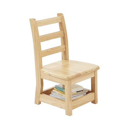 ECR4Kids Three Rung Ladderback Chair with Storage, 10in Seat Height , Classroom Seating, Honey, 2-Pack