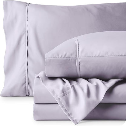 Bare Home Queen Sheet Set - 1800 Ultra-Soft Microfiber Queen Bed Sheets - Double Brushed - Deep Pockets - Easy Fit - 4 Piece Set - Bed Sheets (Queen, Light Lavender)