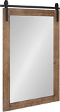 Kate and Laurel Cates Farmhouse Wood Framed Wall Mirror, 24 x 38, Rustic Brown, Barn Door-Inspired Rustic Mirrors for Wall