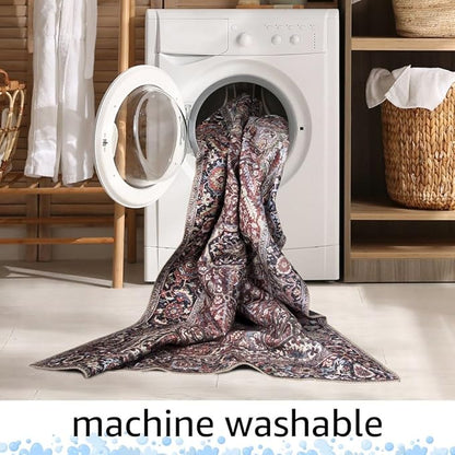 Keen Home Design 2x7 Rug - Machine Washable Runner Rug with Non-Slip Backing, Ideal for Hallway, Entryway, Kitchen, Laundry Room - Vintage, Easy Clean, Durable, Low Pile Rug - (2'6" x 7')