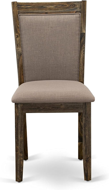 East West Furniture X727MZ748-5 5 Piece Dining Room Furniture Set Includes a Rectangle Dining Table with X-Legs and 4 Coffee Linen Fabric Upholstered Chairs, 40x72 Inch, Multi-Color