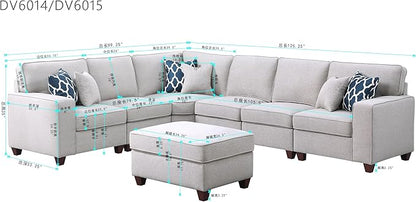 Devion Furniture Garisa Sectional Modular Sofa with Ottoman for Living Room, Apartment, Bedroom, Office, Dorm