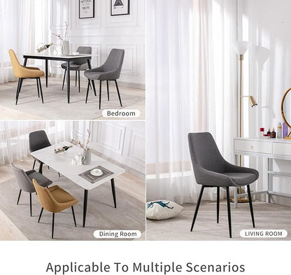 Modern Dining Chairs Set of 2, Shell Upholstered Chair with Metal Legs for Dining Living Room Kitchen (Light Grey)…