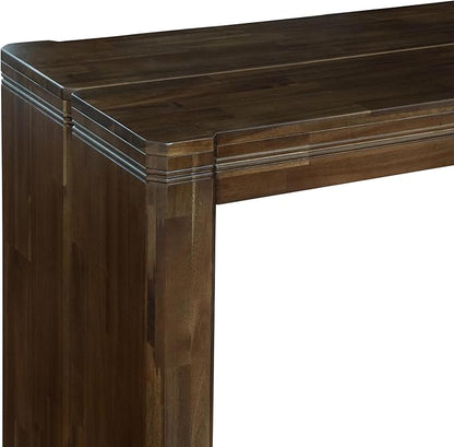 X02SI-208-04 - 5 Pieces Modern Dining Table Set includes an Extendable Rectangle Kitchen Table, 2 Dining Chairs and 2 Modern Benches, 39x120 Inch, Antique Walnut