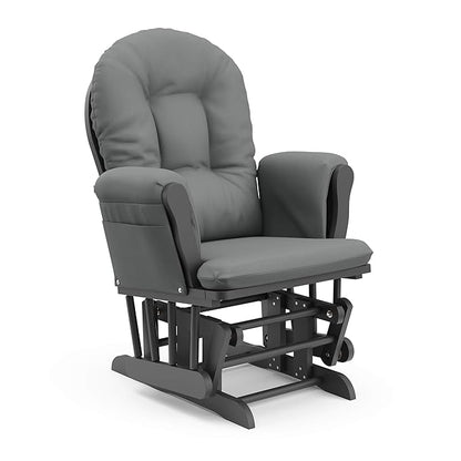 Storkcraft Premium Hoop Glider & Ottoman (Gray/Gray) — GREENGUARD Gold Certified Nursery Glider, Solid Wood Craftsmanship, Smooth-Gliding Nursery Chair and Ottoman, Award-Winning