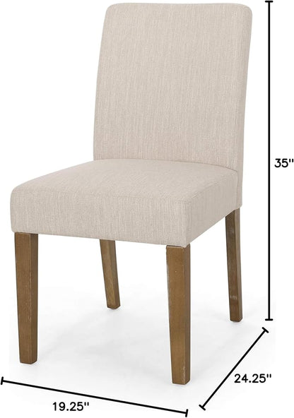 Christopher Knight Home Kuna Contemporary Upholstered Dining Chair (Set of 2), Beige + Weathered Brown