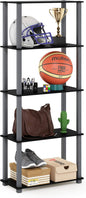 Furinno Turn-N-Tube 5-Tier Multipurpose Shelf / Display Rack / Storage Shelf / Bookshelf, Square Tubes, Black/Grey