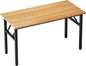 SDHYL 62 inches No Assembly Foldable Computer Desk for Home Office Workstation, Modern Study and Writing Folding Table with Metal Frame, Teak and Black