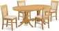 East West Furniture VANO5-OAK-C 5 Piece Dining Set Includes an Oval Dining Room Table with Butterfly Leaf and 4 Linen Fabric Upholstered Kitchen Chairs, 40x76 Inch, Oak