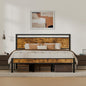 Z-hom Upgraded King Size Bed Frame, Heavy Duty Metal Sturdy King Bed Frame with Modern Wood Headboard & Footboard, Stable Platform Bed Furniture Bed Storage, No Noise, No Box Springs, Vintage Brown
