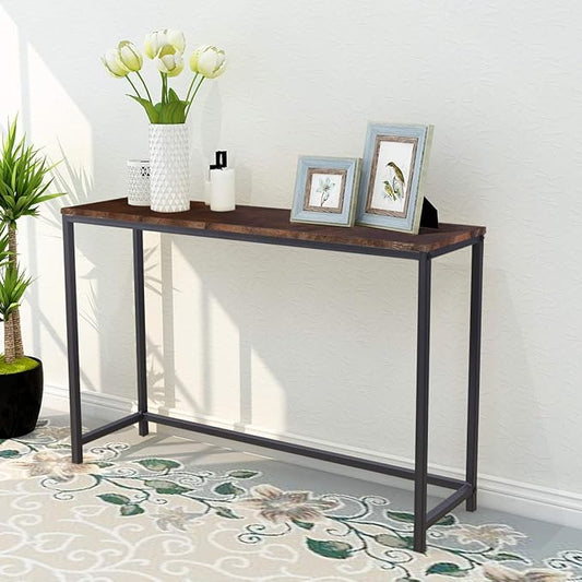 HOMERECOMMEND Rustic Brown Console Table for Entryway, Living Room, Hallway - 41.54" x 11.60" x 27.95"